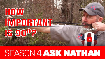 When shooting, should the slingshot be 90 degrees toward the target or tilt toward the target?