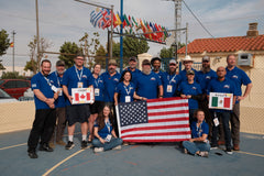 Team North America with the U.S., Canadian and Mexican flags at the 2026 Slingshot World Championship in Las Mesas, Spain