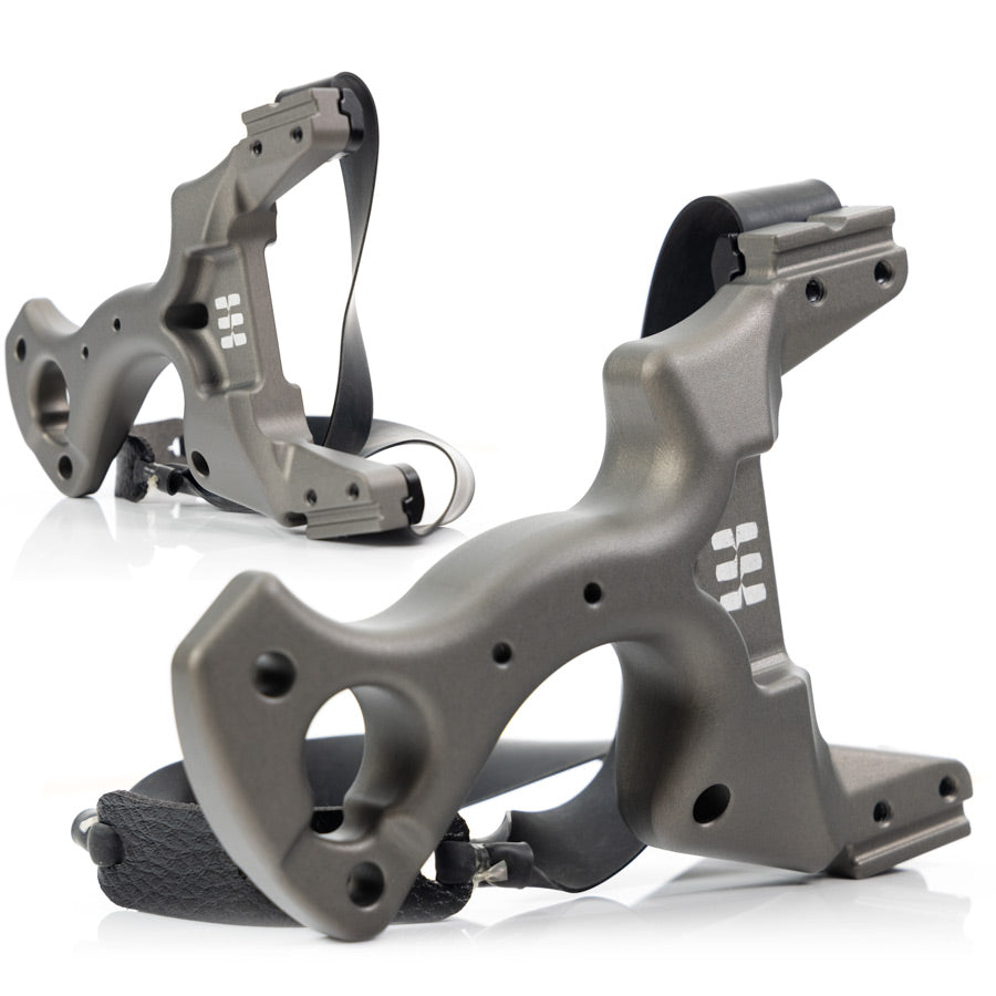 Cleaver PRO slingshot, alternate-angle knockout of the asymmetrical machined frame