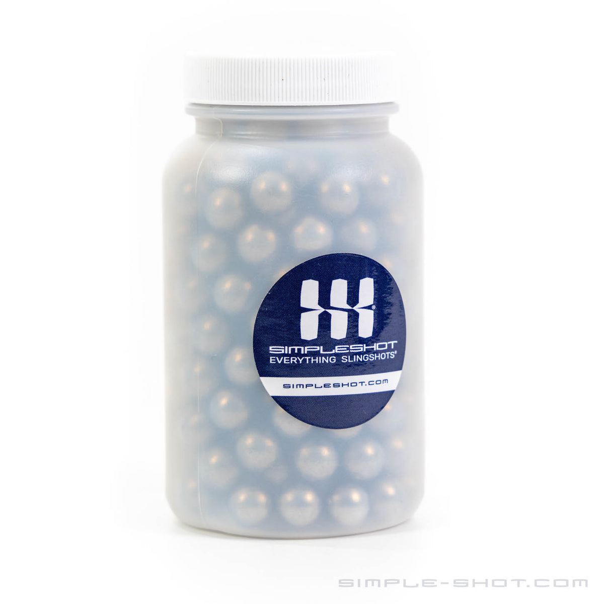 7/16 inch Steel Slingshot Ammo in a jar, front view