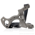 Cleaver PRO slingshot in gray with black flat bands, angled view