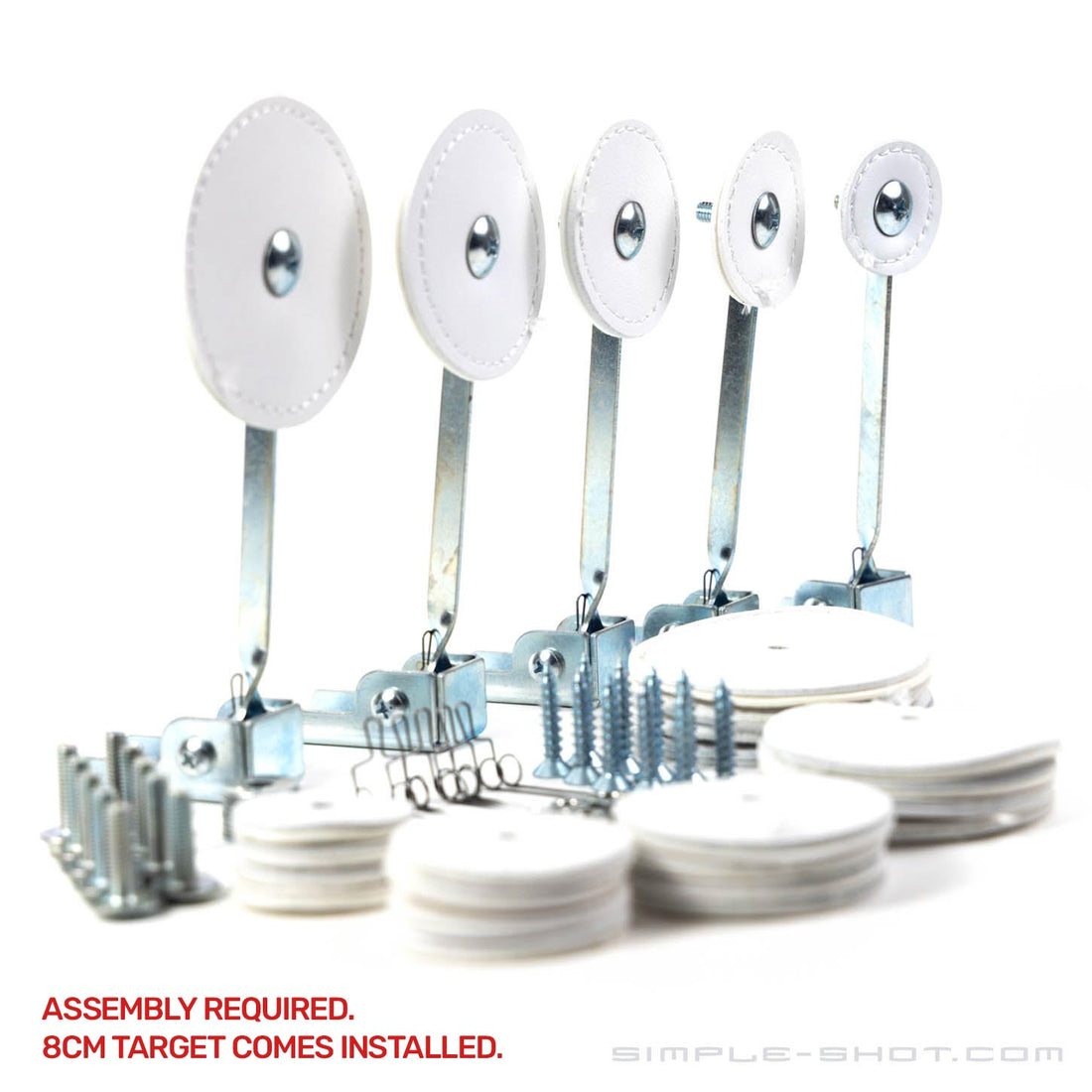Competition Training 5-Pack knockdown targets with mounting hardware and spare target faces