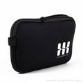 Neoprene Slingshot Pouch in black, zipped, front view