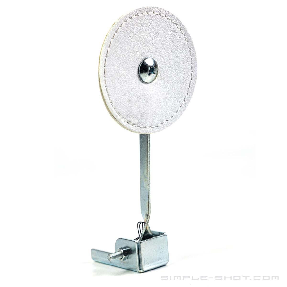 Self-Resetting Knockdown Target with its mounting clamp, front view