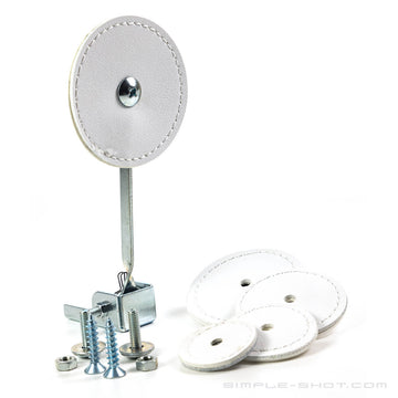 Self-Resetting Knockdown Target with mounting clamp, screws and spare target faces