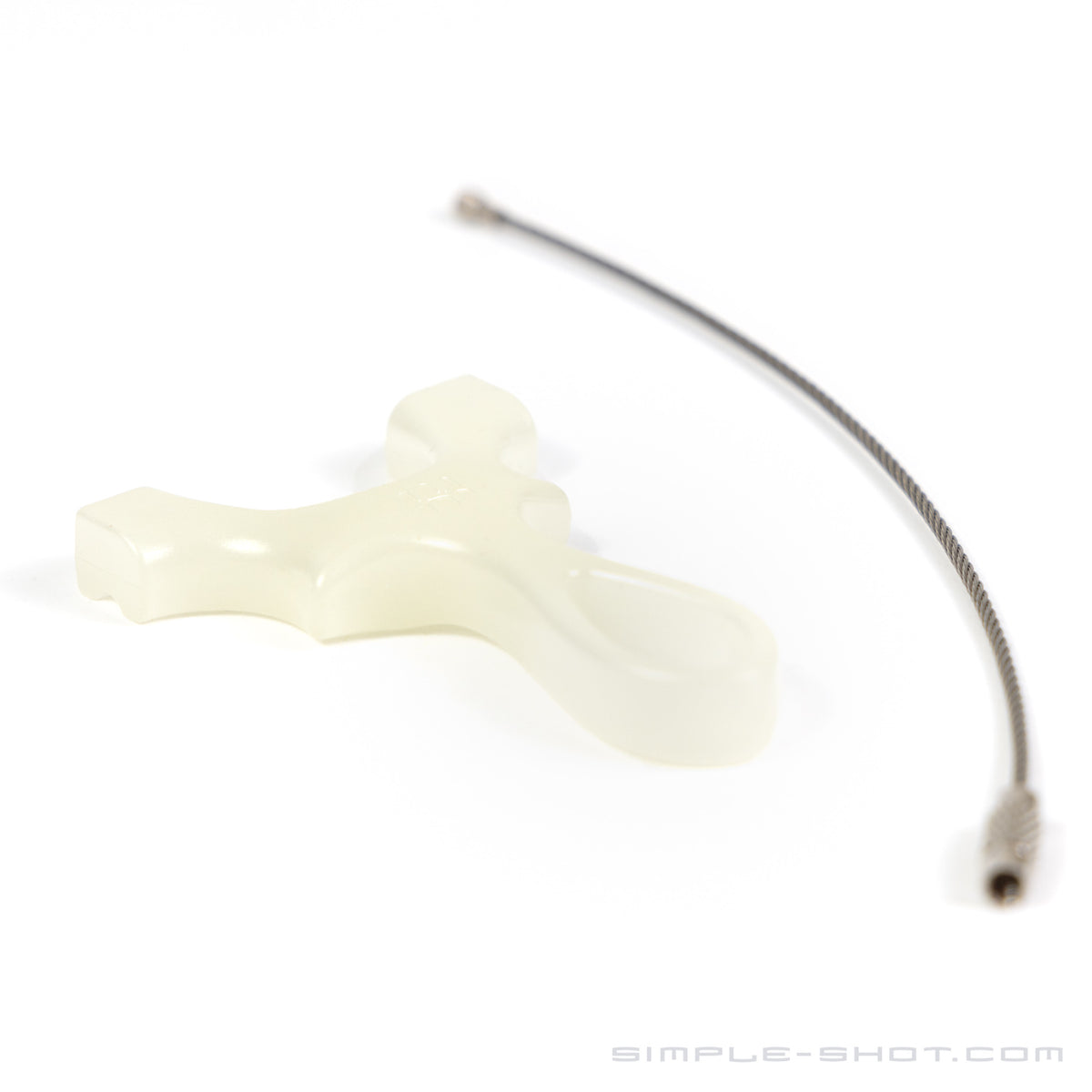 The Scout Keychain in translucent white with steel cable key ring