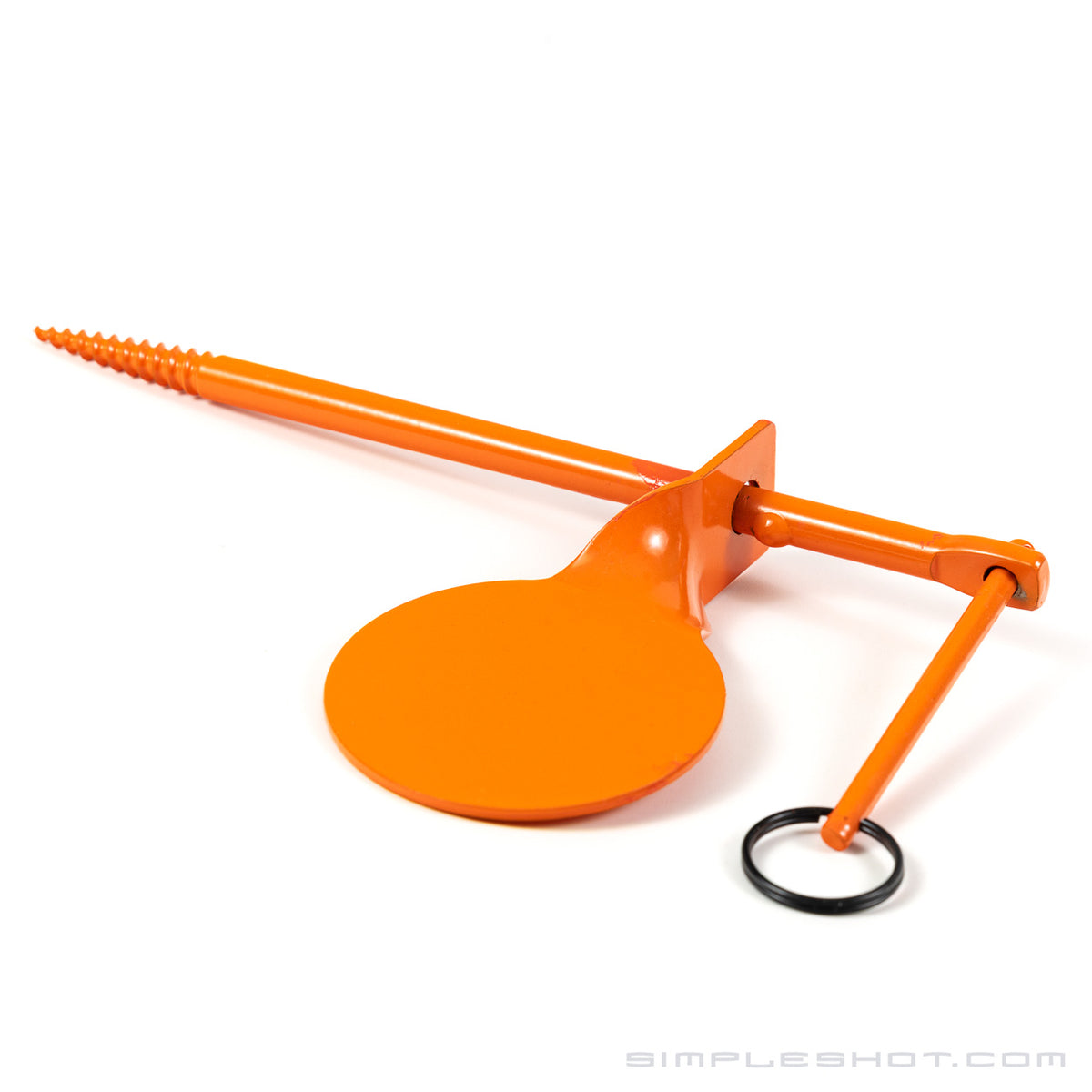 Tree Spinner Target, single orange spinner stake close-up