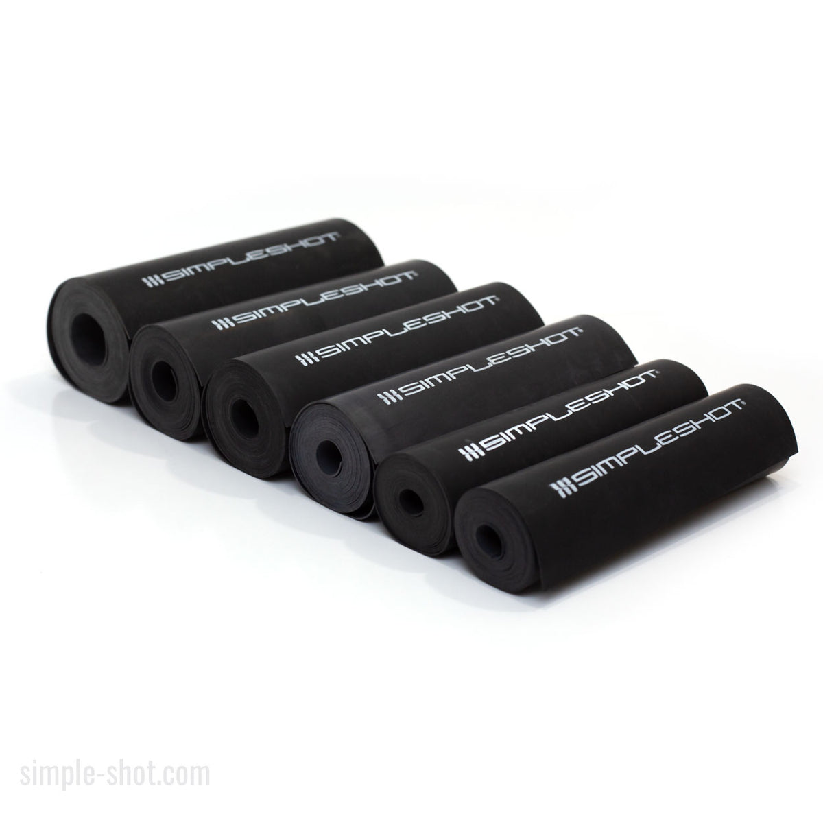 SimpleShot Premium Latex Sheet, six rolled sheets lying in a row