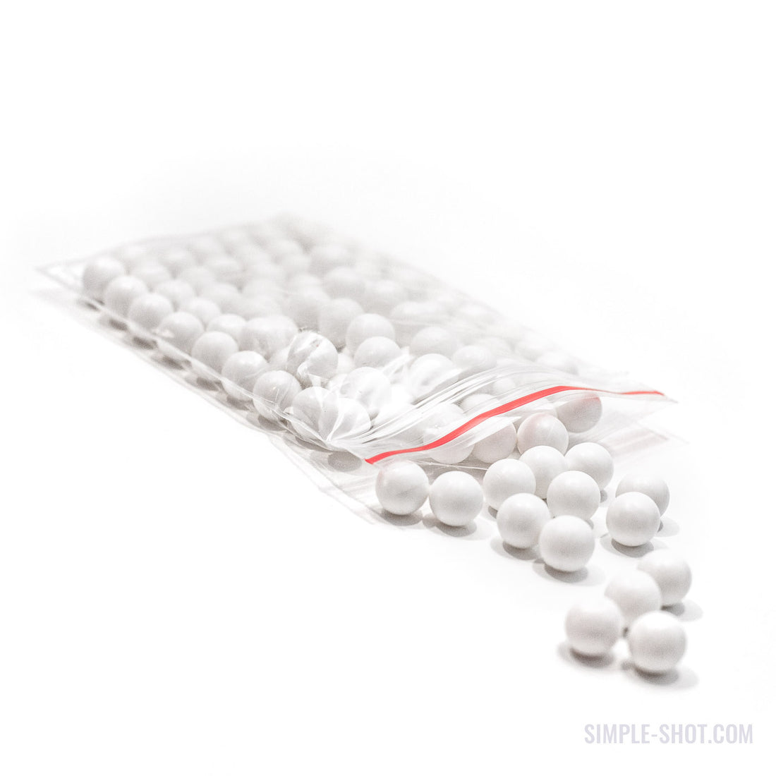Rubber Training Ammo, bag of white rubber balls in retail packaging