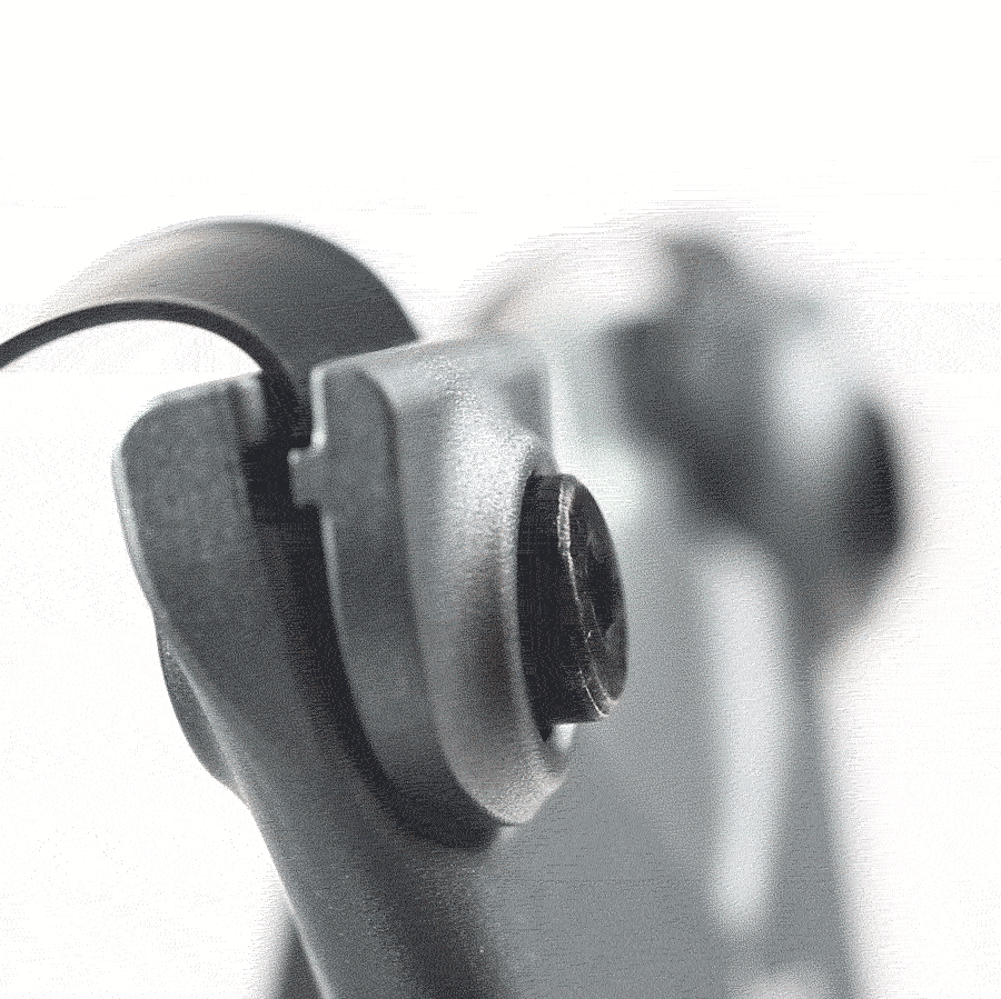 Stylus Keeper PRO fork tip with band attached, close-up