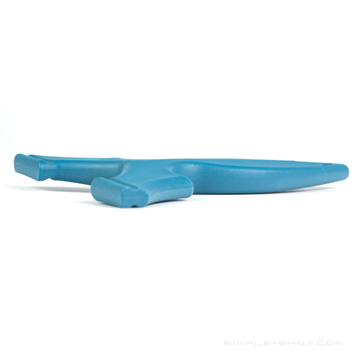 Stylus Revolve slingshot on its side, showing its slim profile